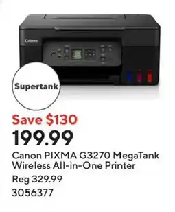 Staples Canon PIXMA G3270 MegaTank Wireless All-in-One Printer offer