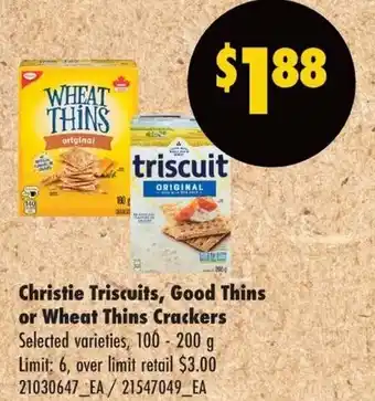 Christie Triscuits Good Thins or Wheat Thins Crackers