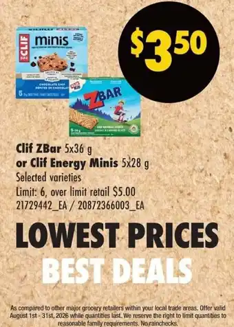 Clif ZBar or Clif Energy Minis