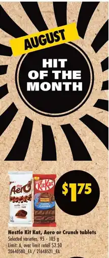 No Frills Nestle Kit Kat, Aero or Crunch tablets offer