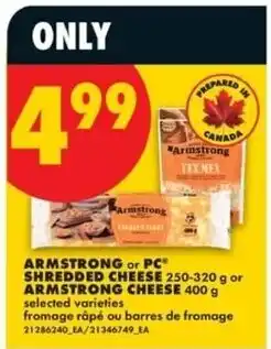 No Frills Armstrong shredded cheese offer