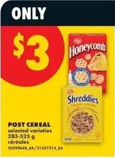 No Frills Post cereal selected varieties offer