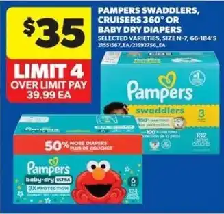 Pampers swaddlers, cruisers 360° or baby dry diapers