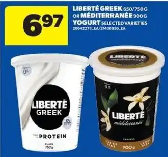 Liberté Greek yogurt selected varieties