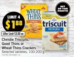 Fortinos Christie Triscuits, Good Thins or Wheat Thins Crackers offer