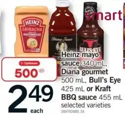 Fortinos Heinz mayo sauce Diana gourmet Bull's Eye BBQ sauce offer