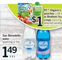 Fortinos San Benedetto water sparkling or flat offer