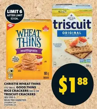 Christie wheat thins rice crackers or triscuit crackers