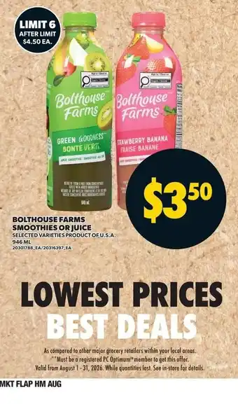 Bolthouse Farms smoothies or juice