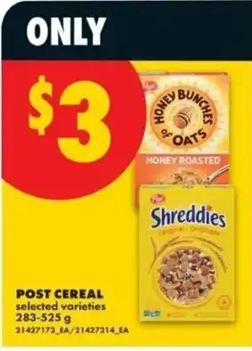 Post cereal selected varieties