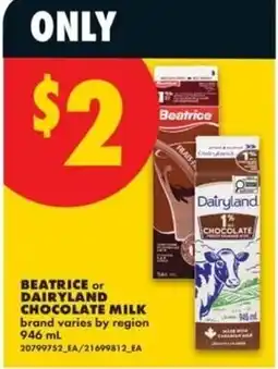 No Frills Beatrice or Dairyland chocolate milk offer