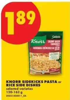 No Frills Knorr sidekicks pasta or rice side dishes offer