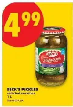 No Frills Bick's pickles selected varieties offer