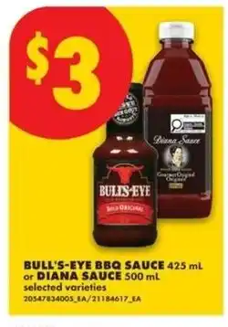 No Frills bulls-eye bbq sauce or diana sauce offer