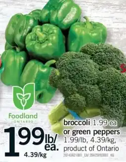 Fortinos Foodland broccoli or green peppers offer
