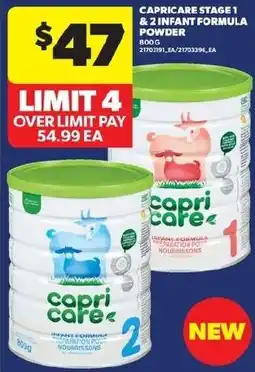 Real Canadian Superstore Capri Care stage 1 & 2 infant formula powder offer