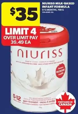 Real Canadian Superstore Niuriss milk-based infant formula offer