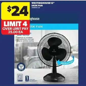 Real Canadian Superstore Westinghouse 12" desk fan offer