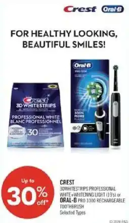 Shoppers Drug Mart Crest 3d whitestrips professional white+whitening light offer