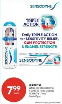 Shoppers Drug Mart Sensodyne manual toothbrushes offer