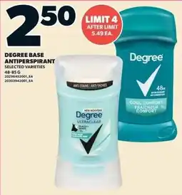Zehrs Markets Degree base antiperspirant offer
