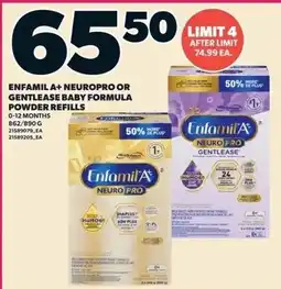 Zehrs Markets Enfamil A+ NeuroPro or Gentlease baby formula powder refills offer