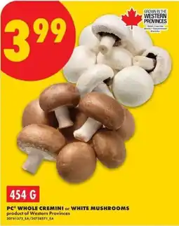 No Frills PC whole cremini or white mushrooms offer