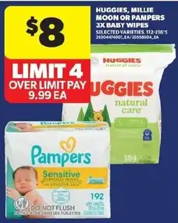 Real Canadian Superstore Huggies, Millie Moon or Pampers 3x baby wipes offer