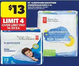 Real Canadian Superstore PC Sleepovers Nighttime Underwear offer
