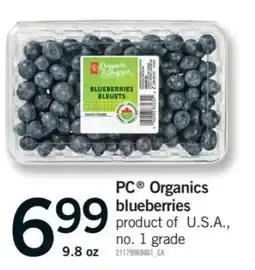 Fortinos PC organics blueberries offer