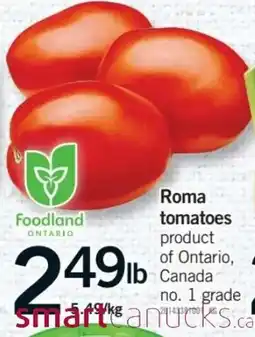 Fortinos Foodland Roma tomatoes offer