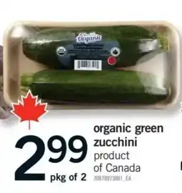 Fortinos organic green zucchini offer
