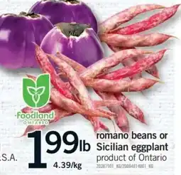 Fortinos Foodland romano beans or Sicilian eggplant offer