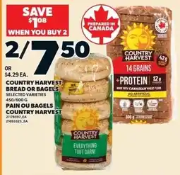 Loblaws Country Harvest bread or bagels offer
