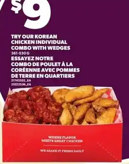 Loblaws Korean chicken individual combo with wedges offer