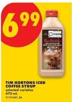 No Frills Tim Hortons iced coffee syrup offer