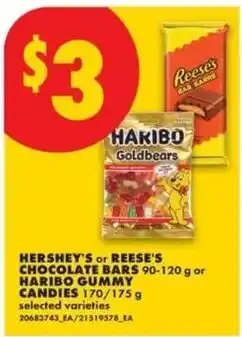 No Frills Hershey's or Reese's chocolate bars or Haribo gummy candies offer