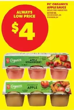 Real Canadian Superstore PC Organics apple sauce offer