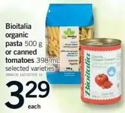 Fortinos Bioitalia organic pasta or canned tomatoes offer