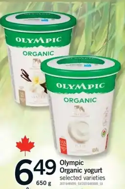 Fortinos Olympic Organic yogurt offer