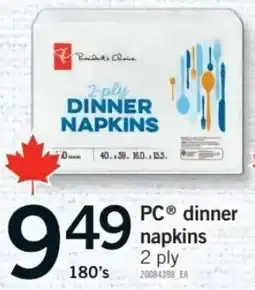 Fortinos PC dinner napkins offer