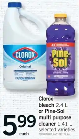 Fortinos Clorox bleach or Pine-Sol multi purpose cleaner offer