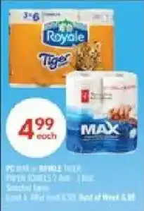 Shoppers Drug Mart PC MAX or Royale Tiger paper towels offer