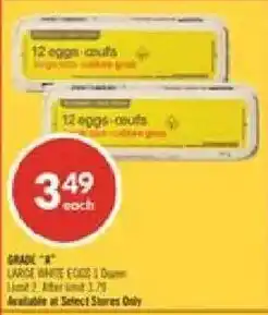 Shoppers Drug Mart Grade A large white eggs 1 dozen offer
