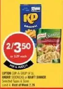Shoppers Drug Mart Lipton cup a soup or kraft dinner offer