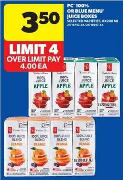 Real Canadian Superstore PC 100% juice boxes offer