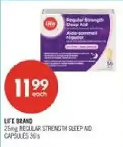 Shoppers Drug Mart Life brand regular strength sleep aid capsules offer