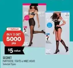 Shoppers Drug Mart Secret pantyhose tights or knee highs offer
