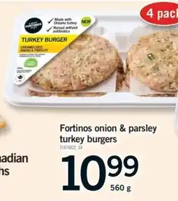 Fortinos Fortinos onion & parsley turkey burgers offer