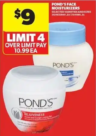 Pond's face moisturizers